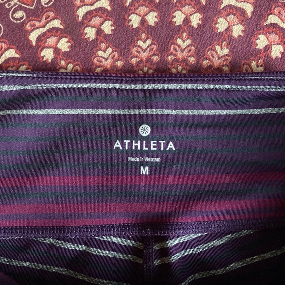 Athleta Purple Stripe Chaturanga Legging Size M - Picture 2 of 12